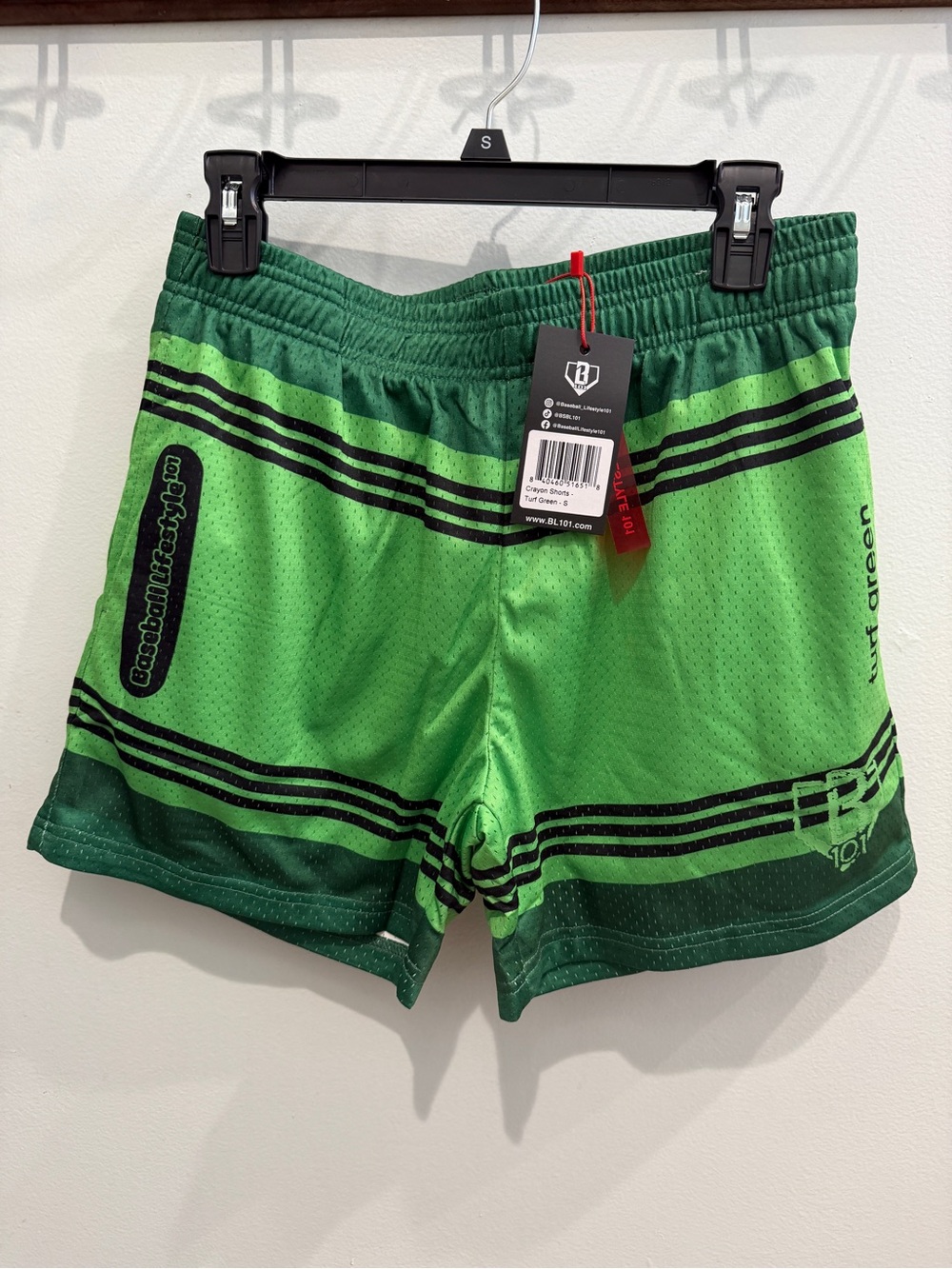 Baseball Lifestyle 101 Men's Small Crayon Green Performance Athletic Shorts